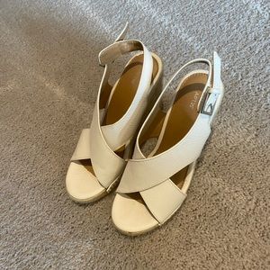 White womens wedge sandal